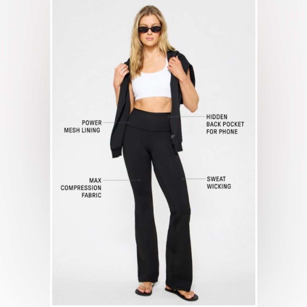 NWT- Fabletics Boost PowerHold HW Flare Pant -BLACK  (30” inseam)